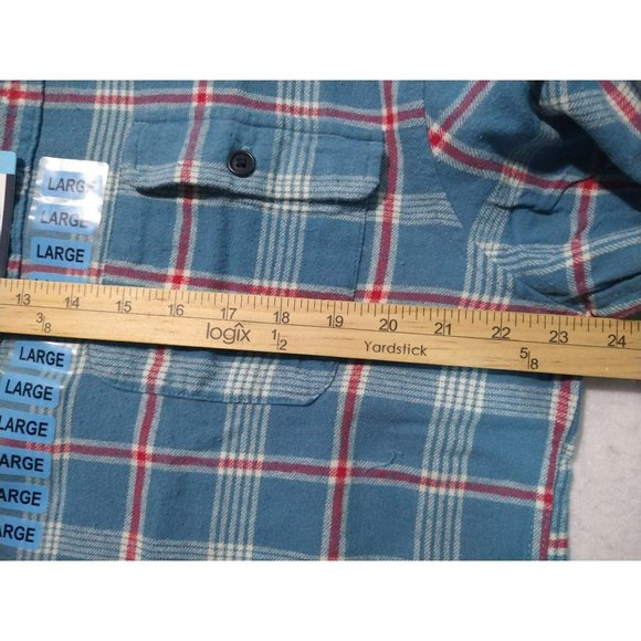 NWT Lucky Brand Blue Plaid Flannel Long Sleeve Shirt Mens Size Large - Picture 7 of 11